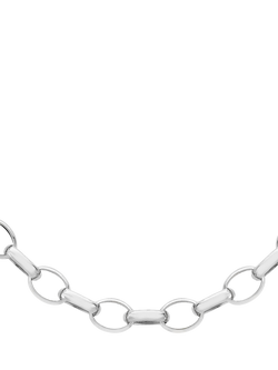 Hoxton London Men's Oval Belcher Chain Necklace, Silver, Silver