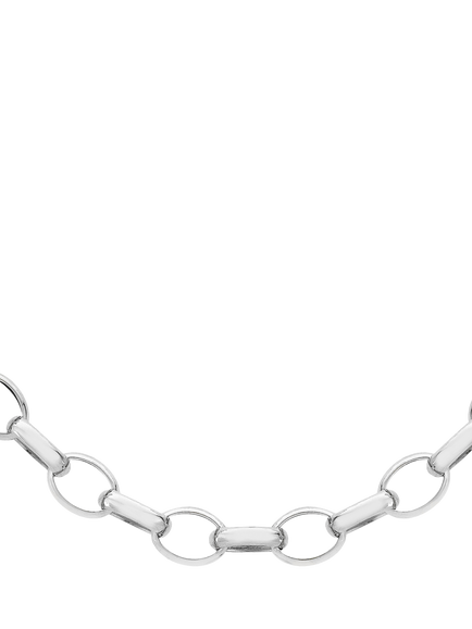 Hoxton London Men's Oval Belcher Chain Necklace, Silver, Silver