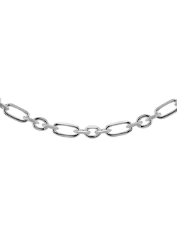Hoxton London Men's Short and Long Oval Belcher Chain Necklace, Silver, Silver
