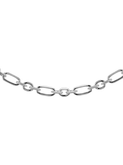 Hoxton London Men's Short and Long Oval Belcher Chain Necklace, Silver, Silver