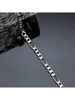 Hoxton London Men's Figaro Chain Necklace, Silver - view 2, Silver