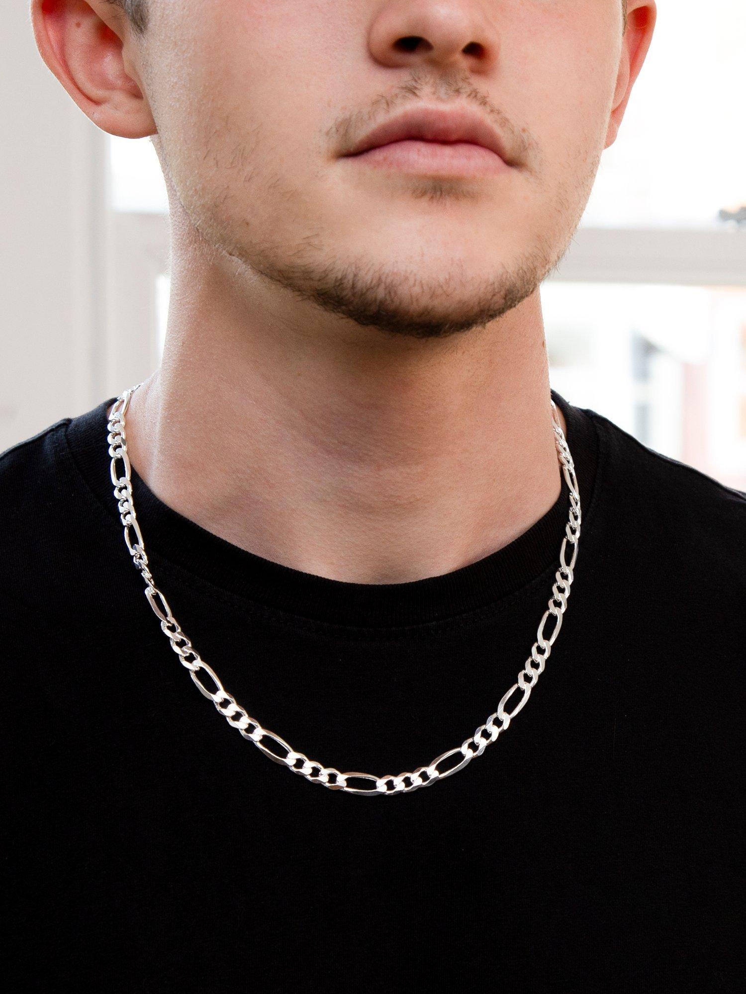 Product image 4 of 4, which shows Hoxton London Men's Figaro Chain Necklace, Silver