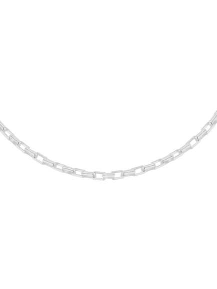 Hoxton London Men's Rectangle Belcher Chain, Silver, Silver