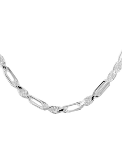 Hoxton London Men's Figaro Rope Chain Necklace, Silver, Silver