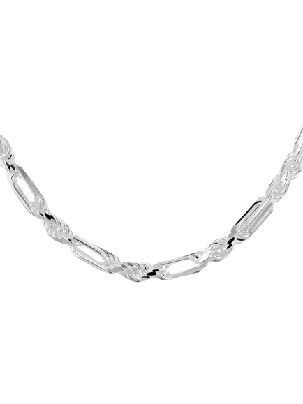 Hoxton London Men's Figaro Rope Chain Necklace, Silver, Silver