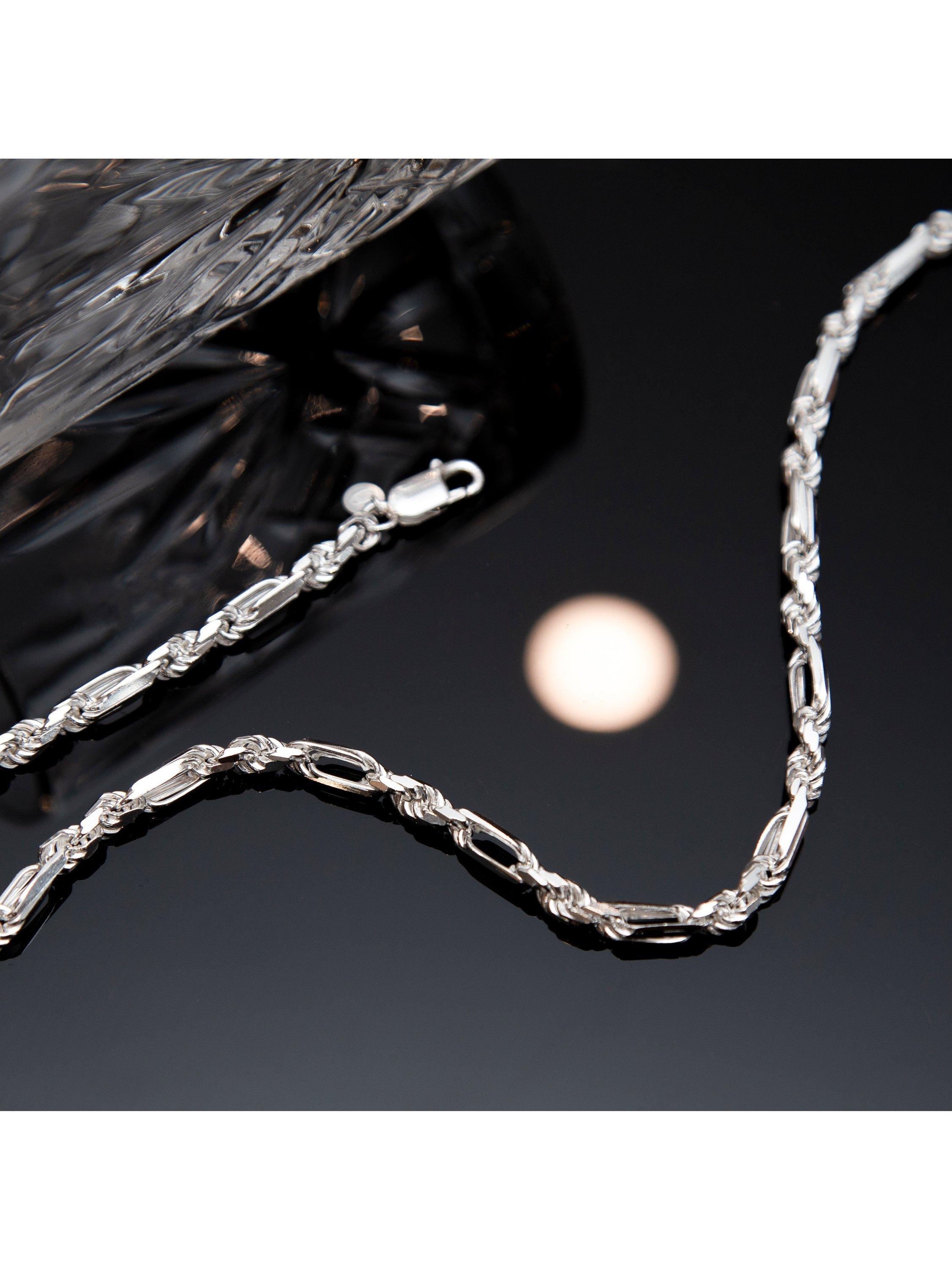 Product image 3 of 4, which shows Hoxton London Men's Figaro Rope Chain Necklace, Silver