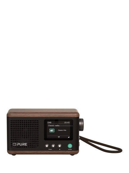 Pure Classic Mini DAB+/FM Bluetooth Portable Radio, Black/Walnut