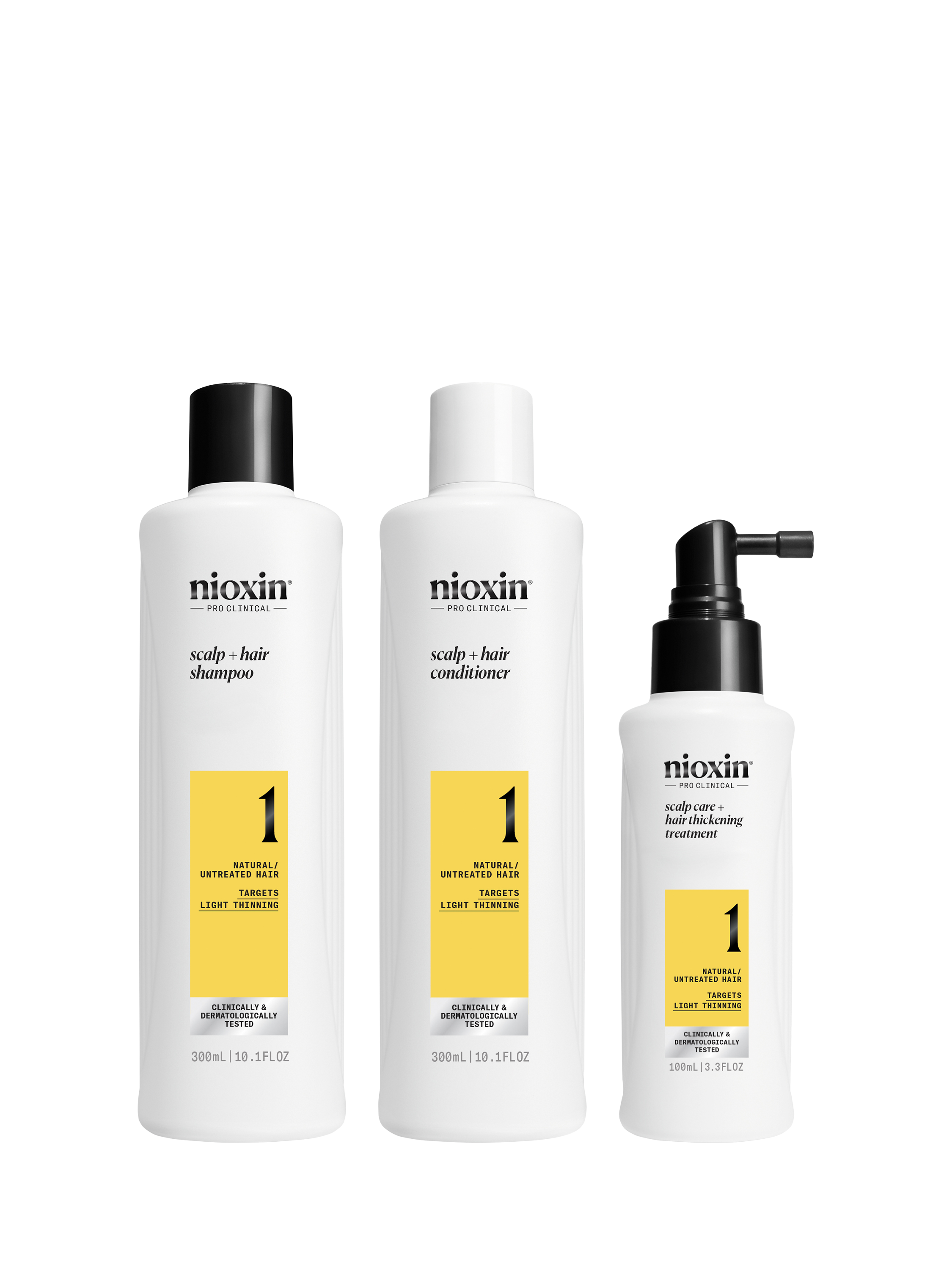 Product image 1 of 11, which shows Nioxin Pro Clinical Scalp + Hair Thickening System Kit 1 for Natural Hair with Light Thinning