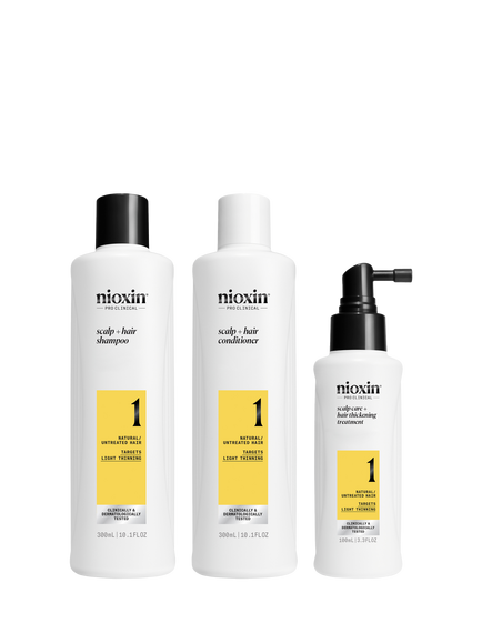 Nioxin Pro Clinical Scalp + Hair Thickening System Kit 1 for Natural Hair with Light Thinning, 
