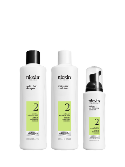 Nioxin Pro Clinical Scalp + Hair Thickening System Kit 2 for Natural Hair with Progressed Thinning, 