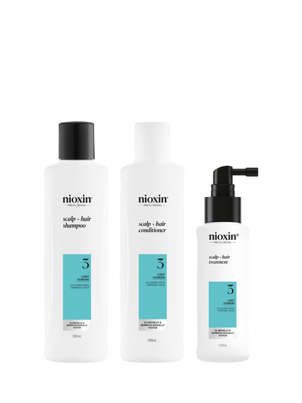Nioxin Pro Clinical Scalp + Hair Thickening System Kit 3 for Coloured Or Dry Damaged Hair with Light Thinning, 