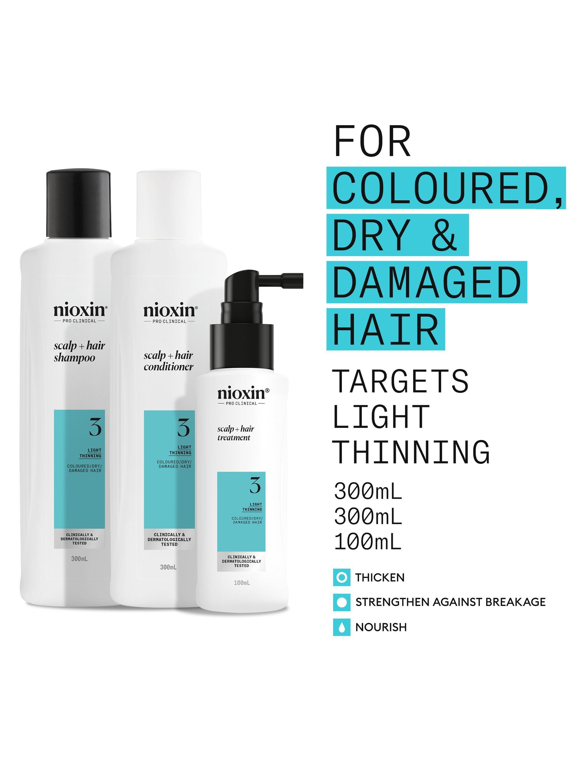 Product image 2 of 11, which shows Nioxin Pro Clinical Scalp + Hair Thickening System Kit 3 for Coloured Or Dry Damaged Hair with Light Thinning