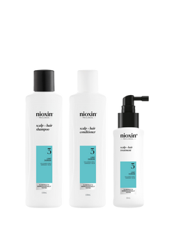 Nioxin Pro Clinical Scalp + Hair Thickening System 3 Trial Kit for Coloured Or Dry Damaged Hair with Light Thinning, 