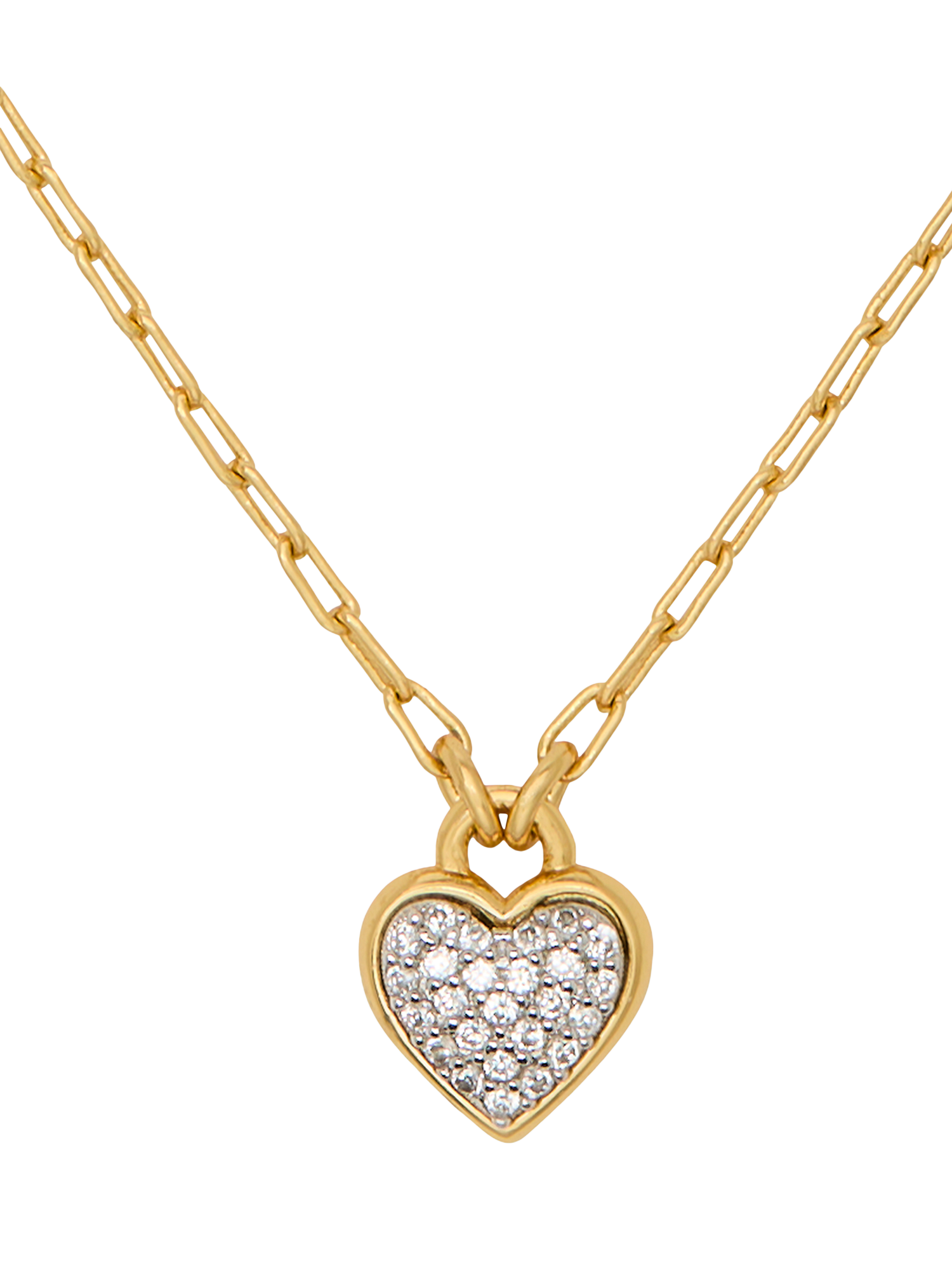 Product image 1 of 3, which shows kate spade new york Pave Heart Pendant, Gold/Clear