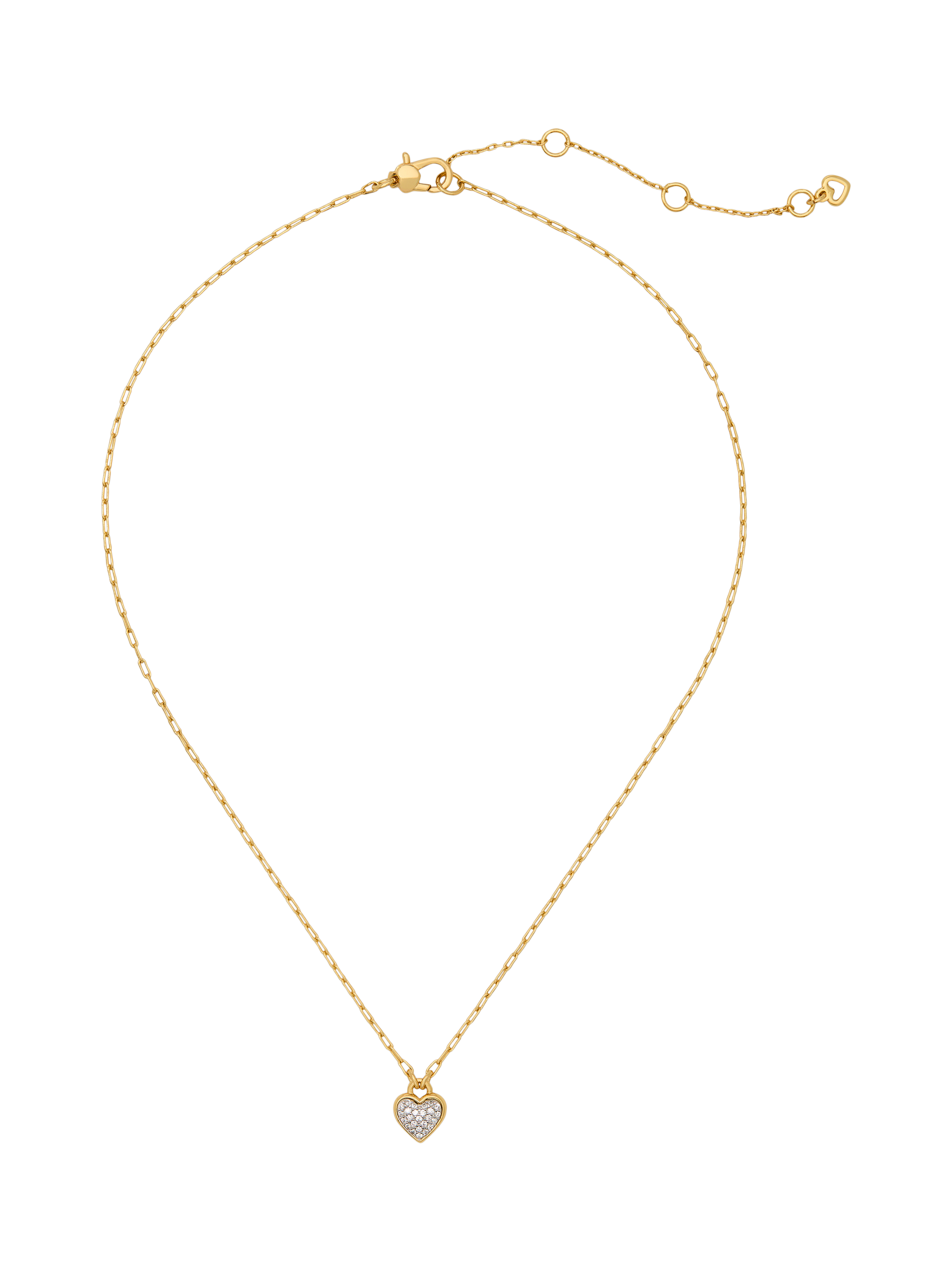 Product image 3 of 3, which shows kate spade new york Pave Heart Pendant, Gold/Clear