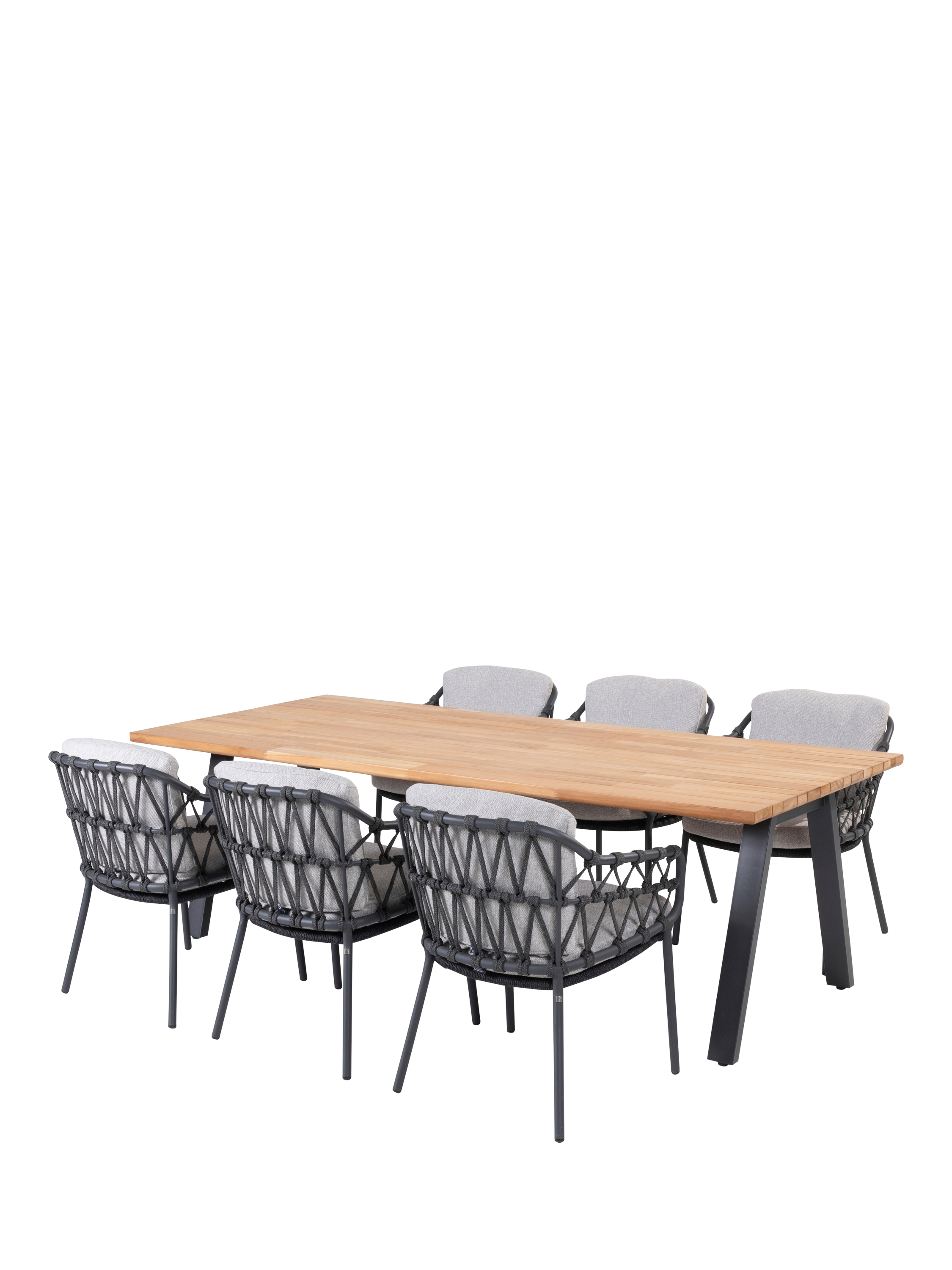 4 Seasons Outdoor Calpi & Ambassador 6-Seater Garden Dining Set, Anthracite/Teak