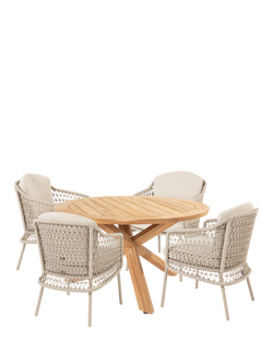 4 Seasons Outdoor Puccini & Prado 4-Seater Garden Dining Set, Latte/Teak, Latte