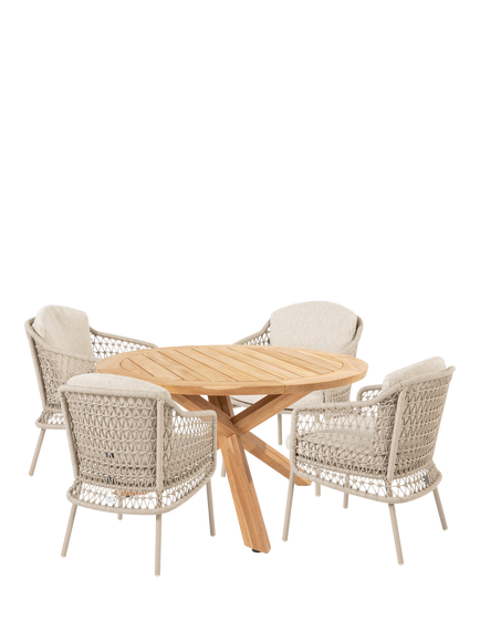 4 Seasons Outdoor Puccini & Prado 4-Seater Garden Dining Set, Latte/Teak, Latte