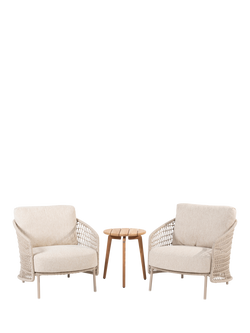 4 Seasons Outdoor Puccini & Zucca 2-Seater Garden Side Table & Lounge Chairs Set, Latte/Teak, Latte