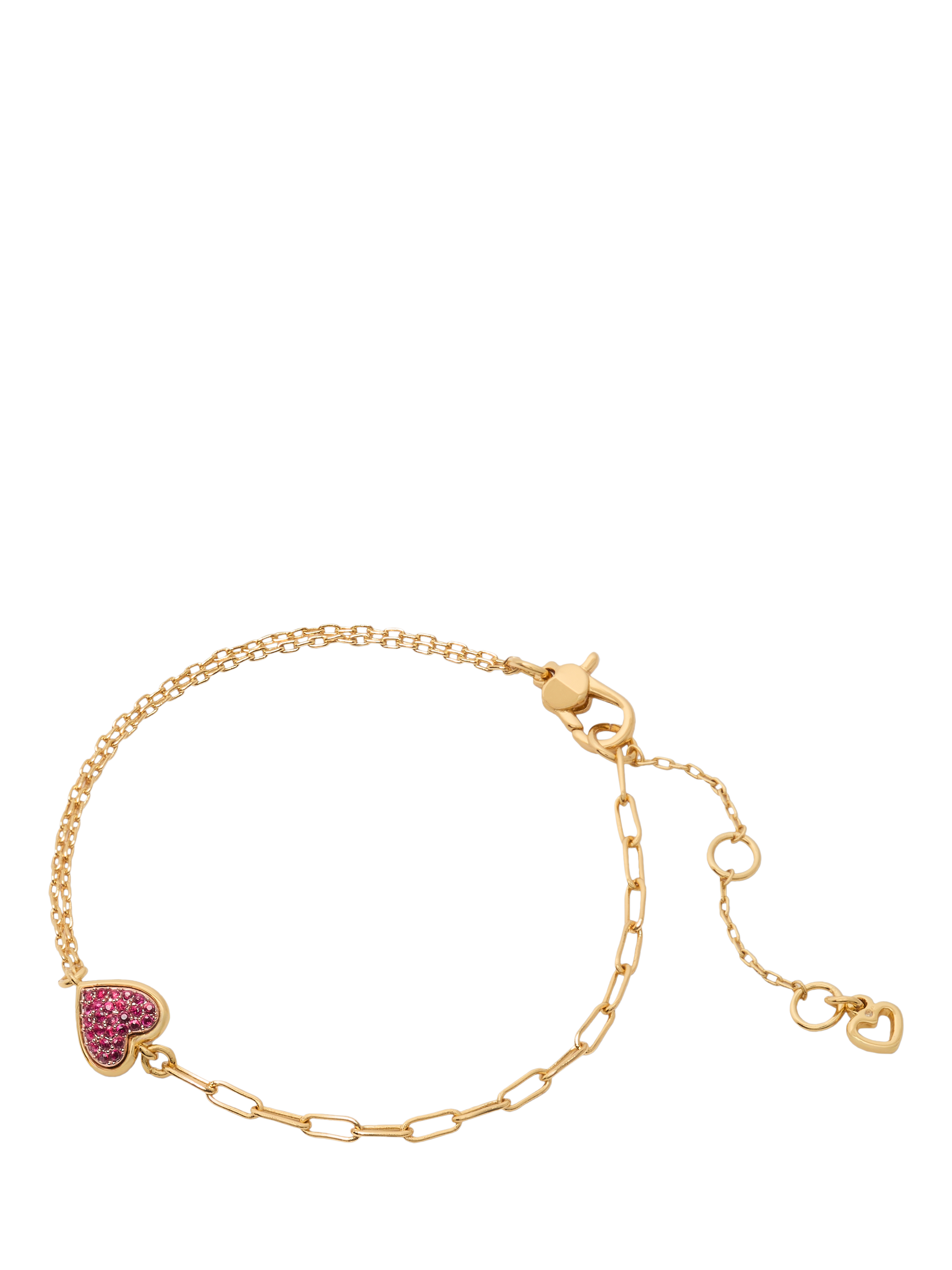 kate spade new york Pave Heart Line Bracelet, Gold/Red