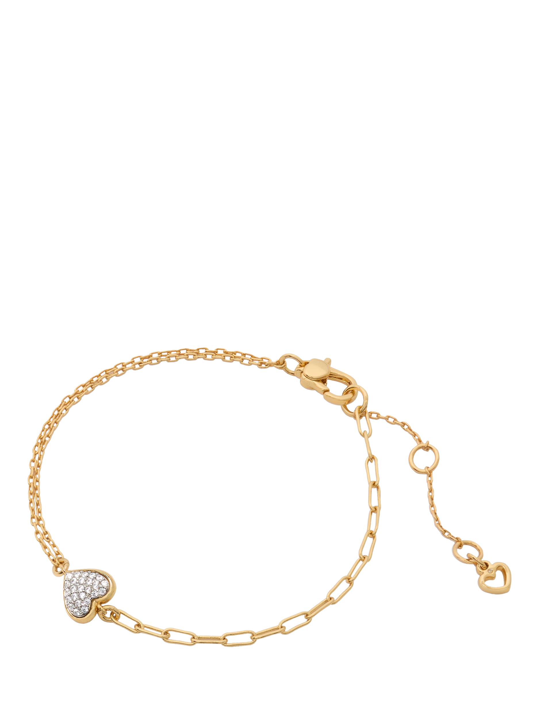kate spade new york Pave Heart Line Bracelet, Gold/Clear