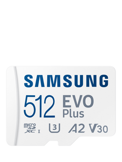 Samsung EVO Plus UHS-1, Class 10, microSDXC card, up to 160MB/s Read Speed, 512GB, White