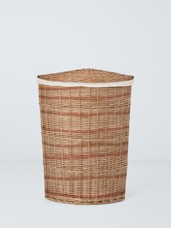 John Lewis Corner Wicker Laundry Basket, Natural/Dark Brown, Natural/Dark Brown