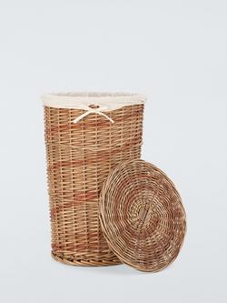 John Lewis Round Wicker Laundry Basket, Natural/Dark Brown - view 2, Natural/Dark Brown