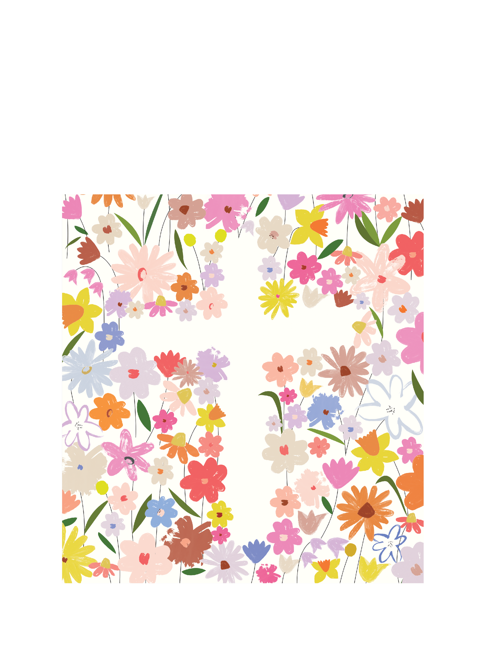 Caroline Gardner White Cross All Over Floral Easter Card