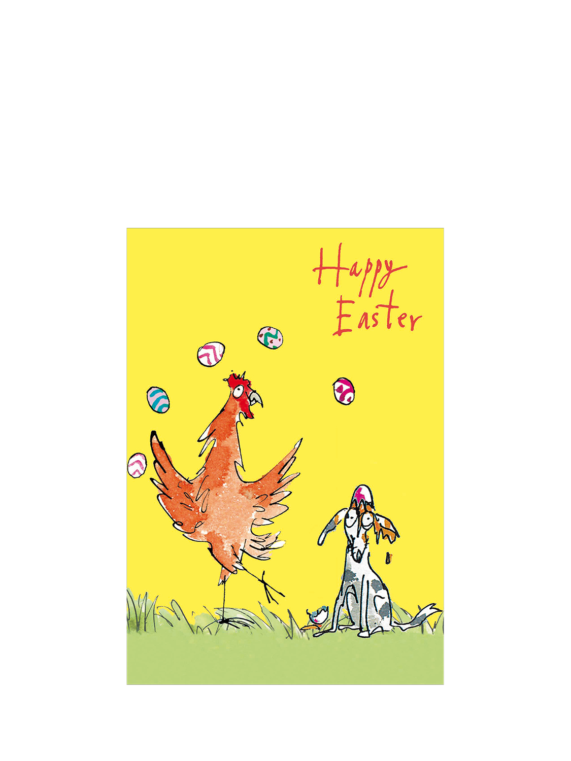 Woodmansterne Juggling Chicken With Dog Easter Card