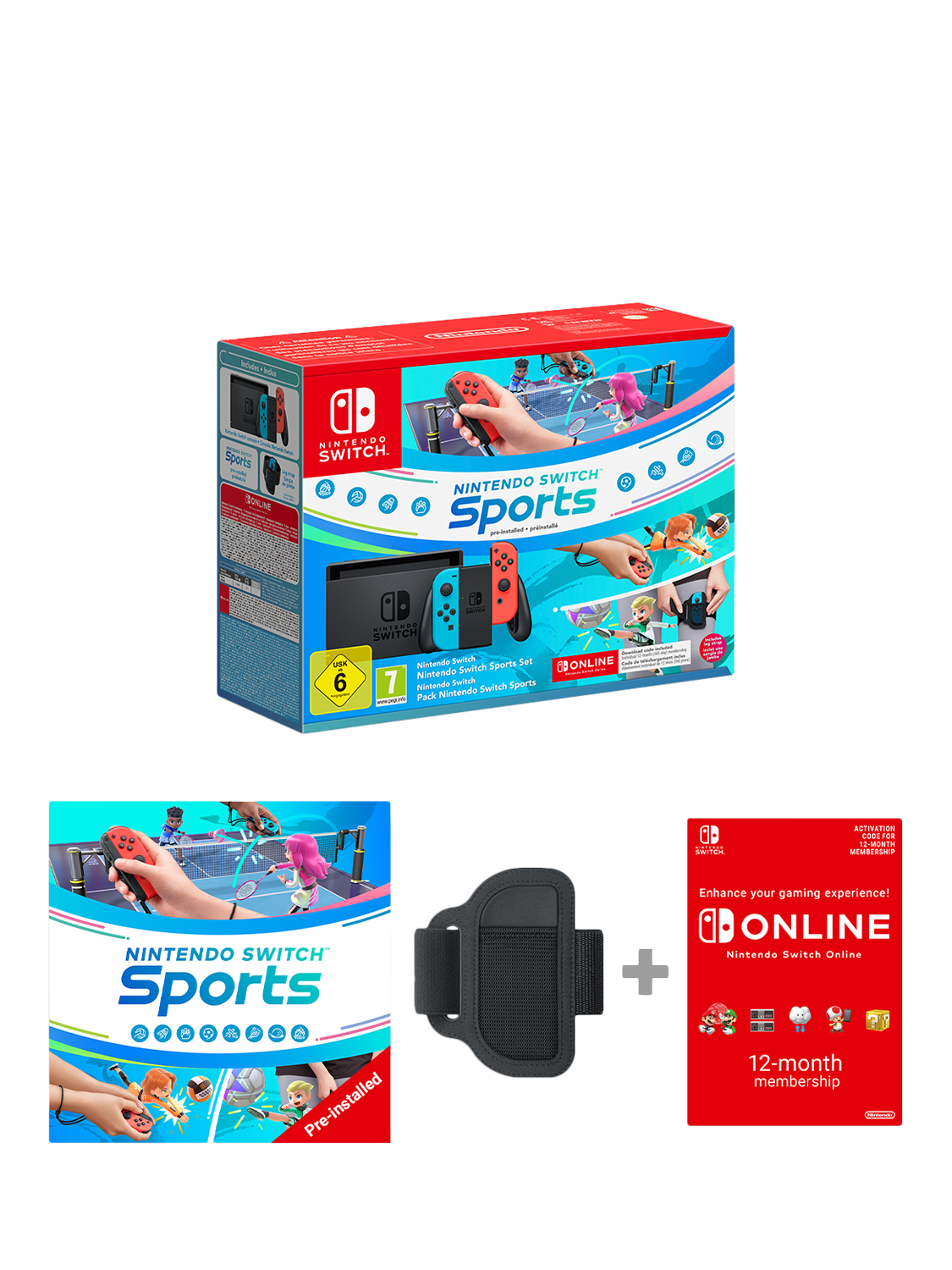 Nintendo Switch 1.1 32GB Console with Joy-Con, Neon Red/Blue, with Nintendo Switch Sports & 12-Month Nintendo Switch Online Individual Membership