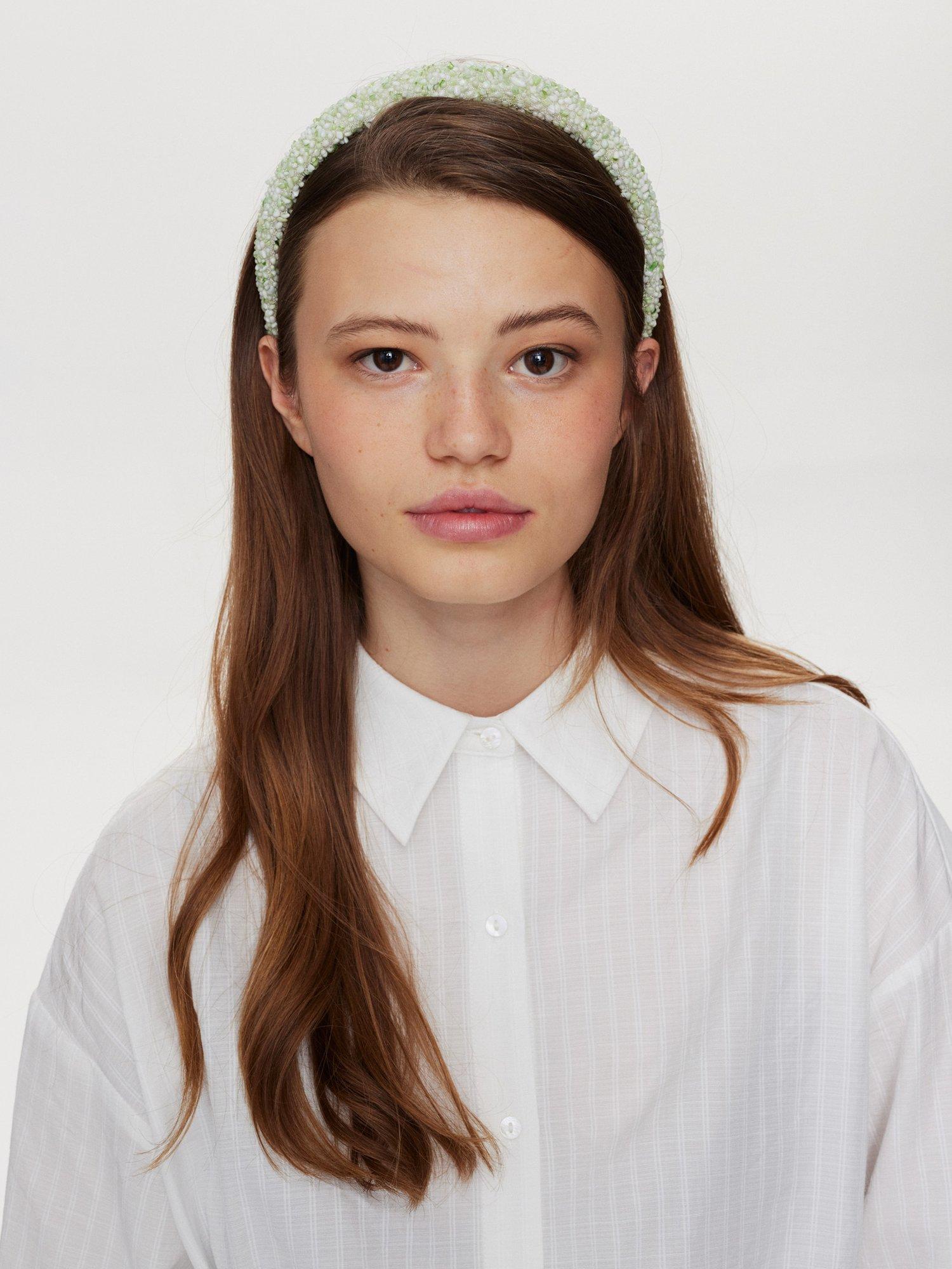 Numph Nucaia Beaded Hairband, Light Green