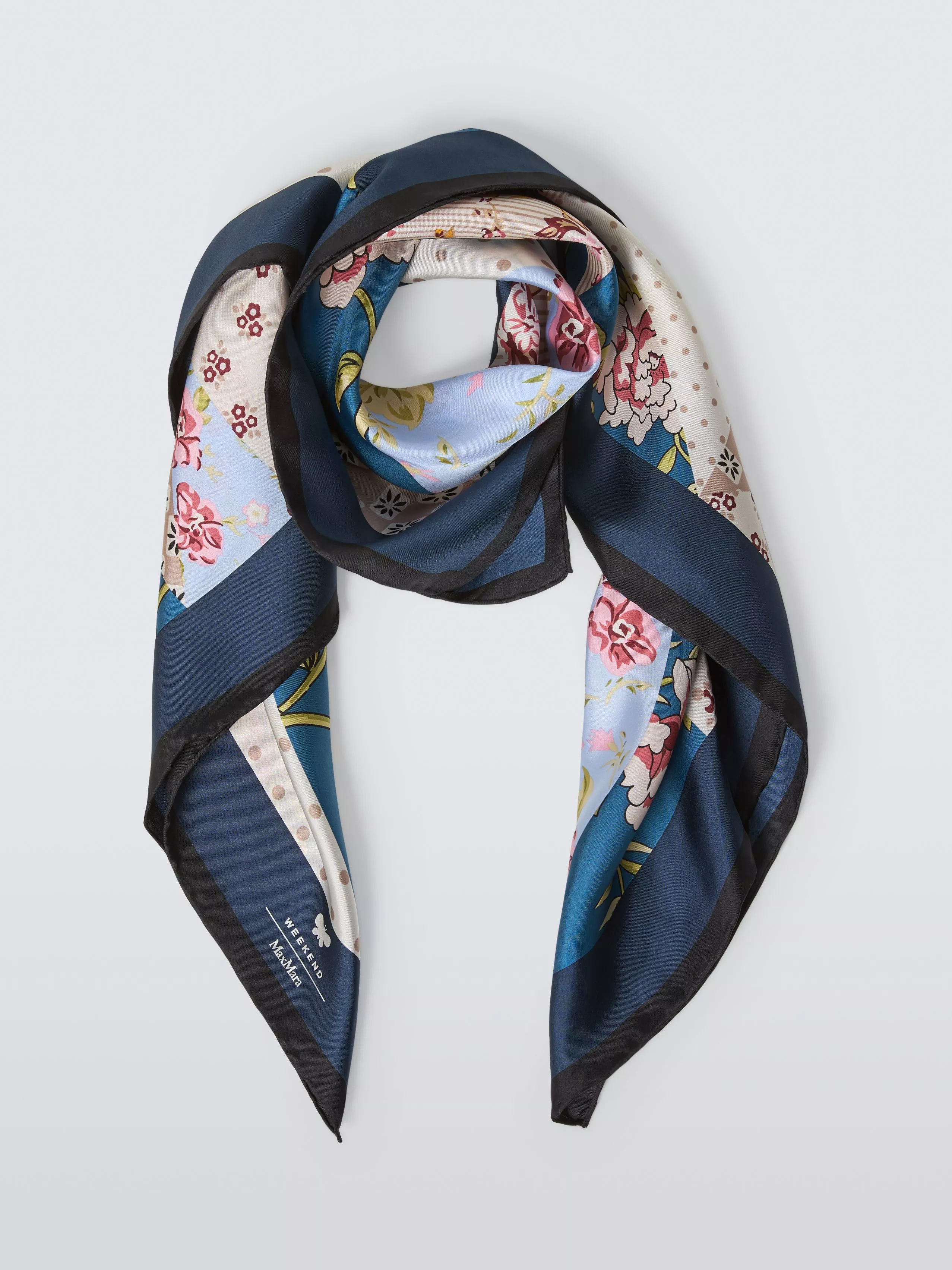 Weekend MaxMara Onesto Floral Patchwork Pure Silk Scarf, Ivory