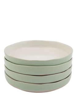 Jamie Oliver Big Love Stoneware Dishy Bowls, Set of 4, 22cm, White/Green, Multi