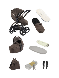 egg 3 Pushchair, Carrycot and Accessories Snuggle Bundle, Chocolate Velvet