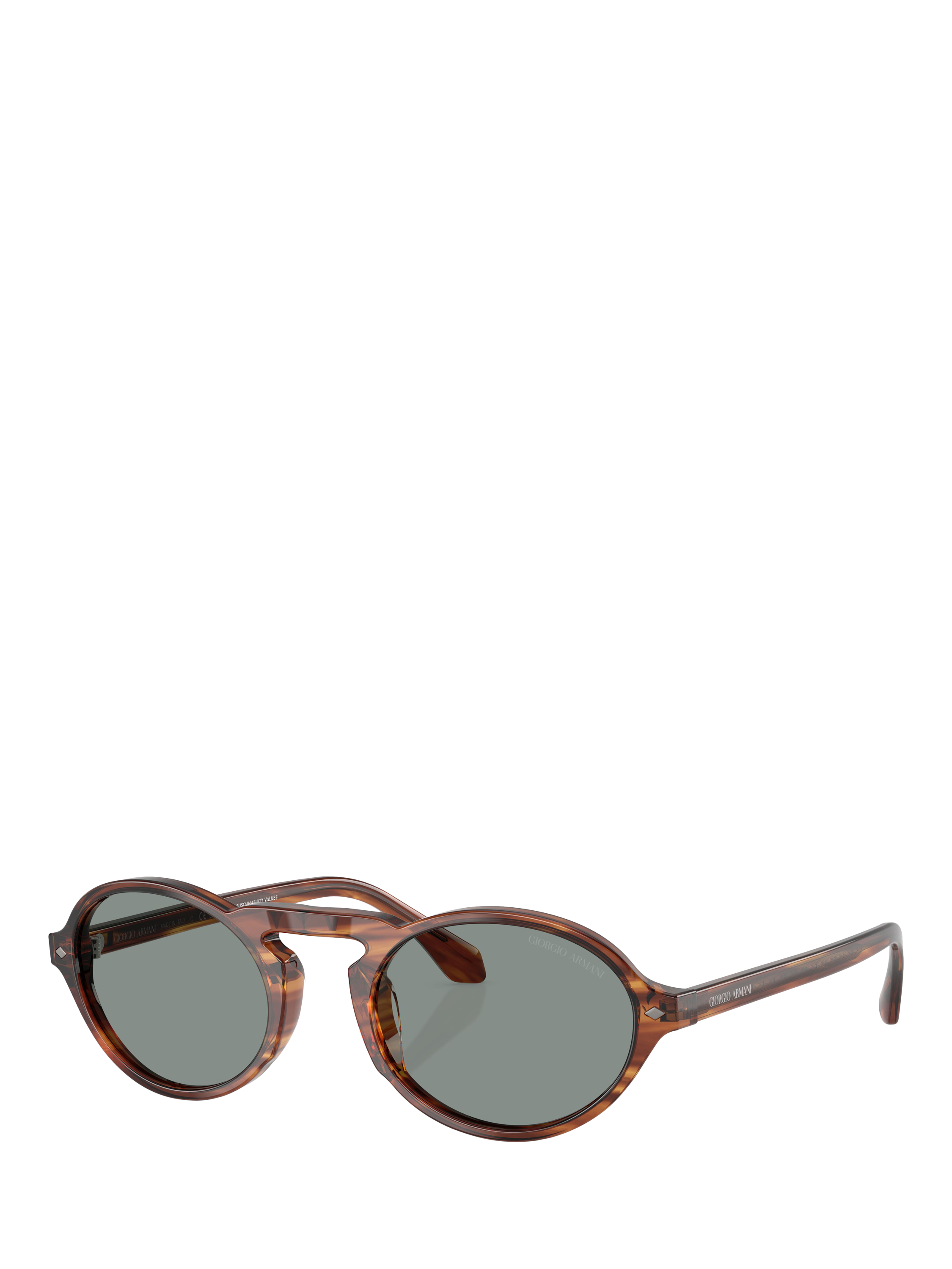 Giorgio Armani 0AR8219U Oval Sunglasses Striped Brown Grey