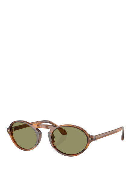 Giorgio Armani 0AR8219U Oval Sunglasses, Striped Honey/Green, Striped Honey/Green