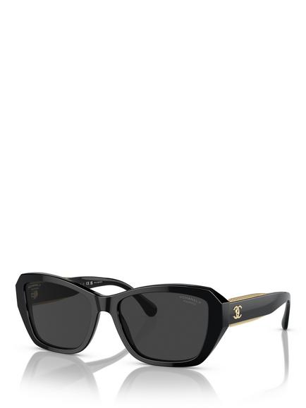 CHANEL Polarised Rectangular Sunglasses 0CH5516, Black, Black