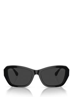 CHANEL Polarised Rectangular Sunglasses 0CH5516, Black - view 2, Black