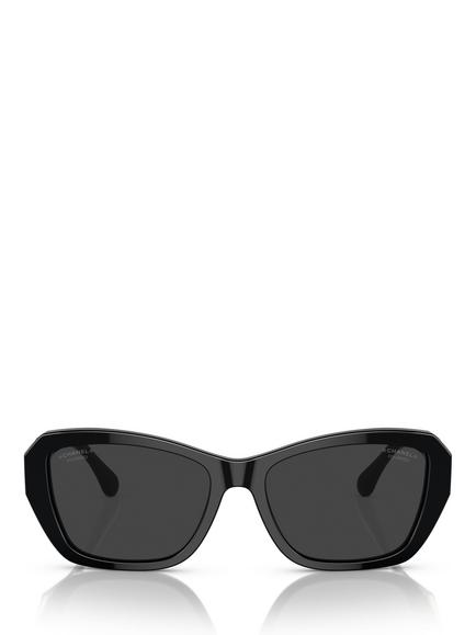 CHANEL Polarised Rectangular Sunglasses 0CH5516, Black - view 2, Black