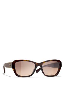 CHANEL Rectangular Sunglasses CH5516, Dark Havana, Dark Havana
