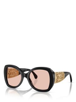CHANEL Round Sunglasses CH5531, Black, Black