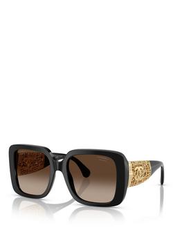 CHANEL Polarised Square Sunglasses CH5532, Black, Black