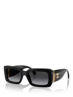 CHANEL Polarised Rectangular Sunglasses CH5534, Black, Black