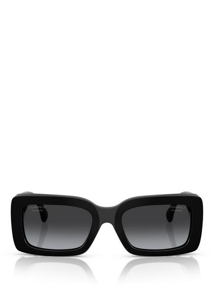 CHANEL Polarised Rectangular Sunglasses CH5534, Black - view 2, Black