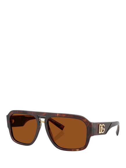 Dolce & Gabbana DG4403 Men's Rectangular Sunglasses, Dark Red Brown/Brown, Dark Red Brown/Brown