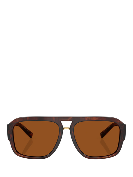 Dolce & Gabbana DG4403 Men's Rectangular Sunglasses, Dark Red Brown/Brown - view 2, Dark Red Brown/Brown