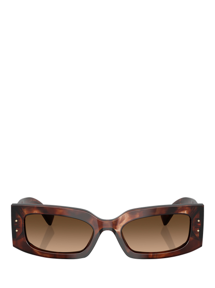 Dolce & Gabbana DG4479 Women's Rectangular Sunglasses, Dark Red Havana - view 2, Dark Red Havana
