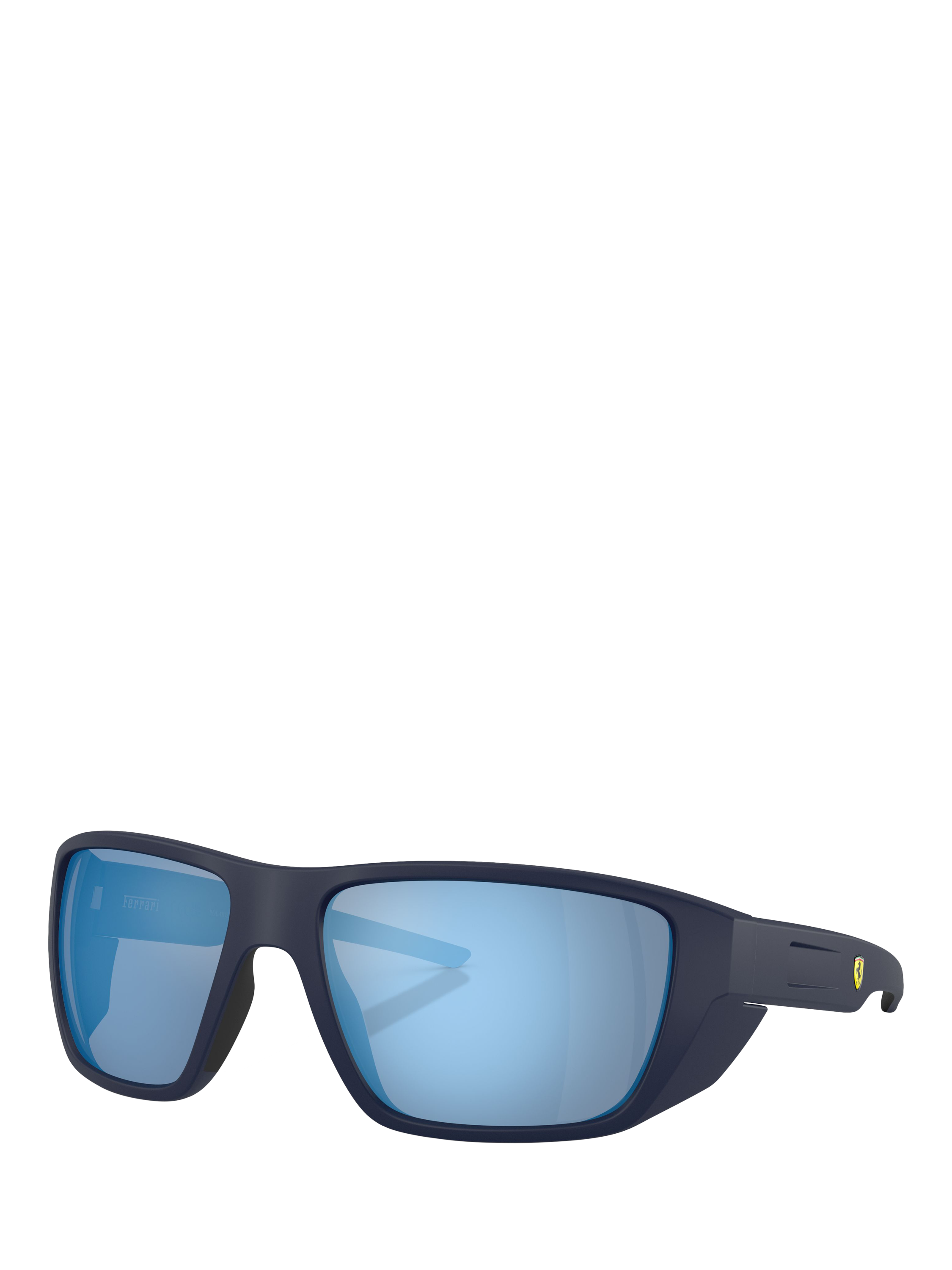 Product image 1 of 6, which shows Scuderia Ferrari 0FZ6012U Wrap Sunglasses, Matte Blue/Mirror Blue