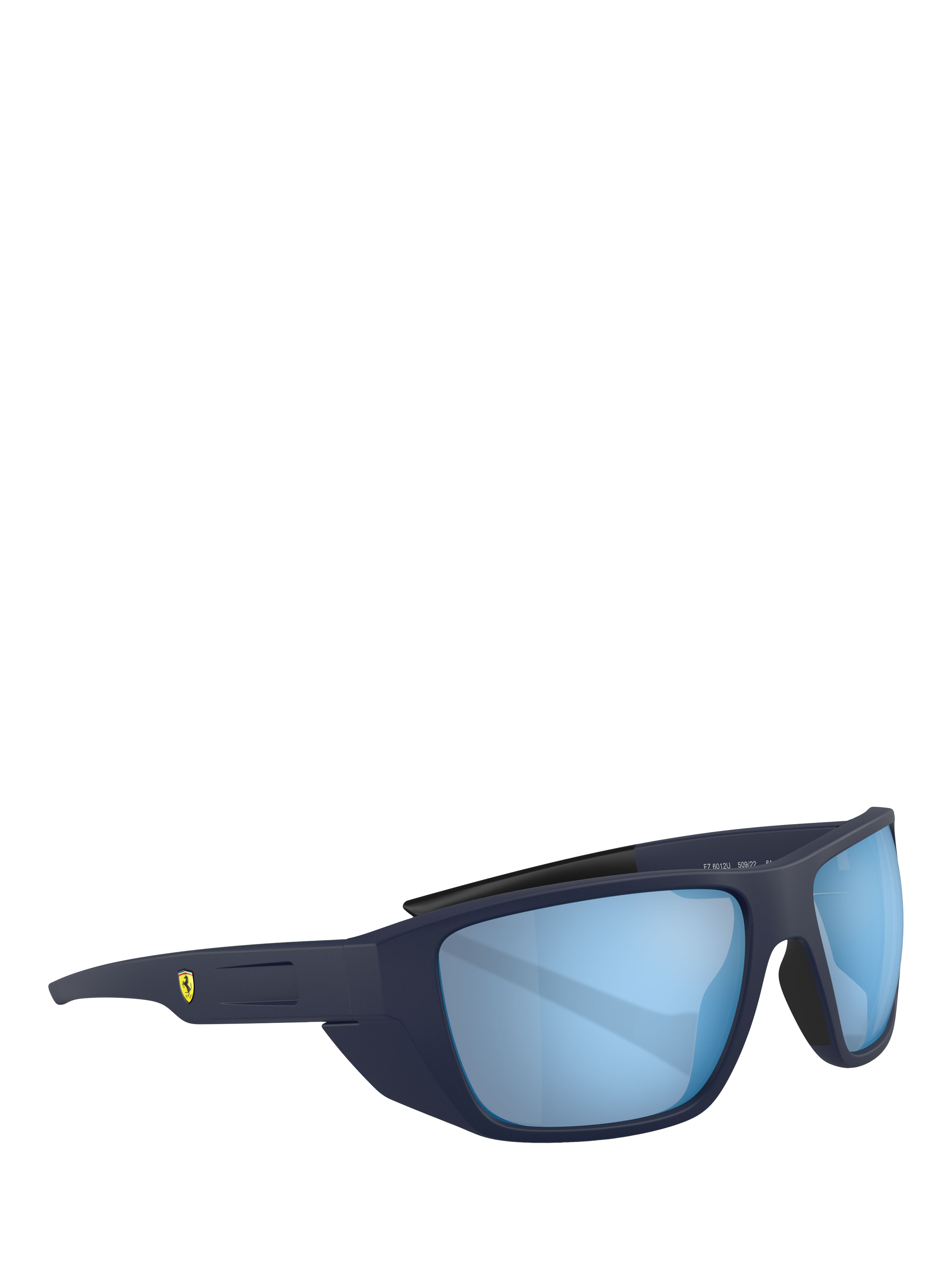 Product image 6 of 6, which shows Scuderia Ferrari 0FZ6012U Wrap Sunglasses, Matte Blue/Mirror Blue